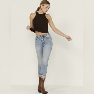 Cleo + Wolf Slim Straight Denim Jeans